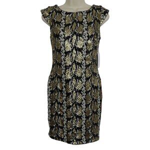 GUESS Womens XS SOPHY Gold Black Snakeskin Snake Sequin Cocktail Party Dress NEW